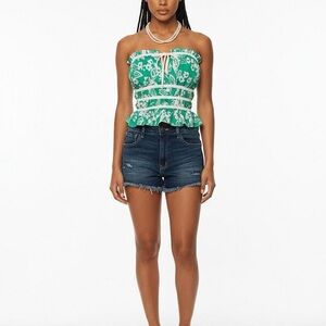 NWT- Teal Floral Ruffled Top